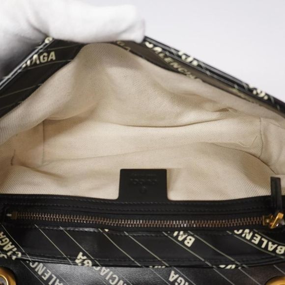Gucci Shoulder Bag GG Marmont BALENCIAGA Leather Black Gold Hardware - Picture 3 of 6